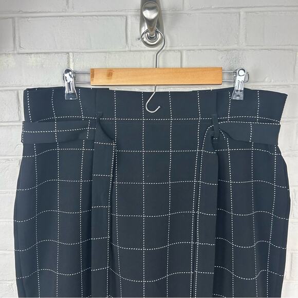 Liz Claiborne Career Black Windowpane Tie Waist Skirt Size 14 - Picture 3 of 6